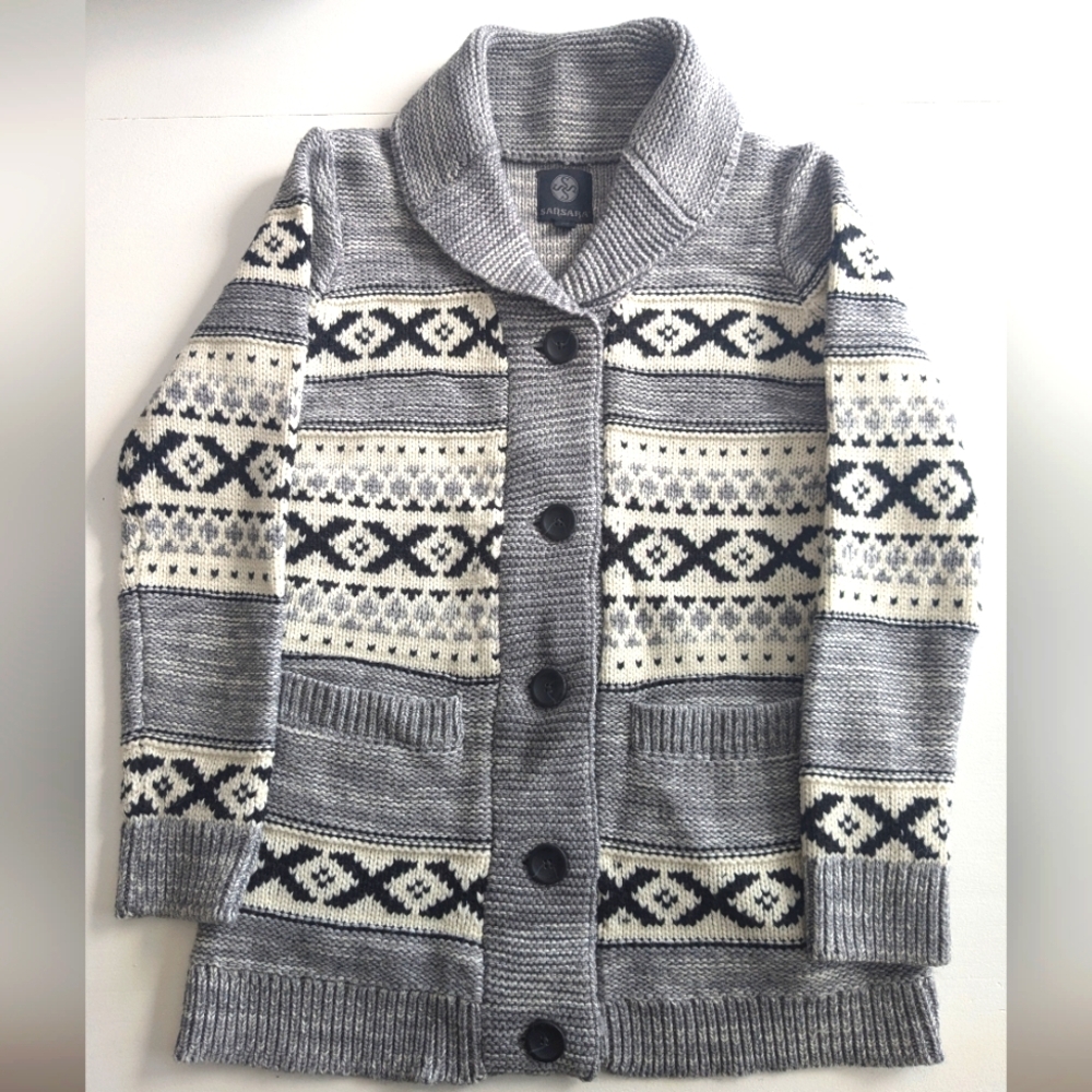 SANSARA Wool Blend Knit Cardigan